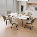 Nalupatio Dining Chairs Set of 6, Modern Dining Room Chairs Comfy Backrest Thick Upholstered Kitchen Chairs 19IN Height with Metal Legs Beige