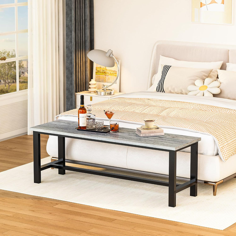 AWQM Dining Bench, Pair of 2, Table Bench, Thickened Steel Frame, Wood Bench,...