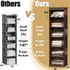 Simple Houseware 6 Shelf Hanging Closet Organizer, Brown