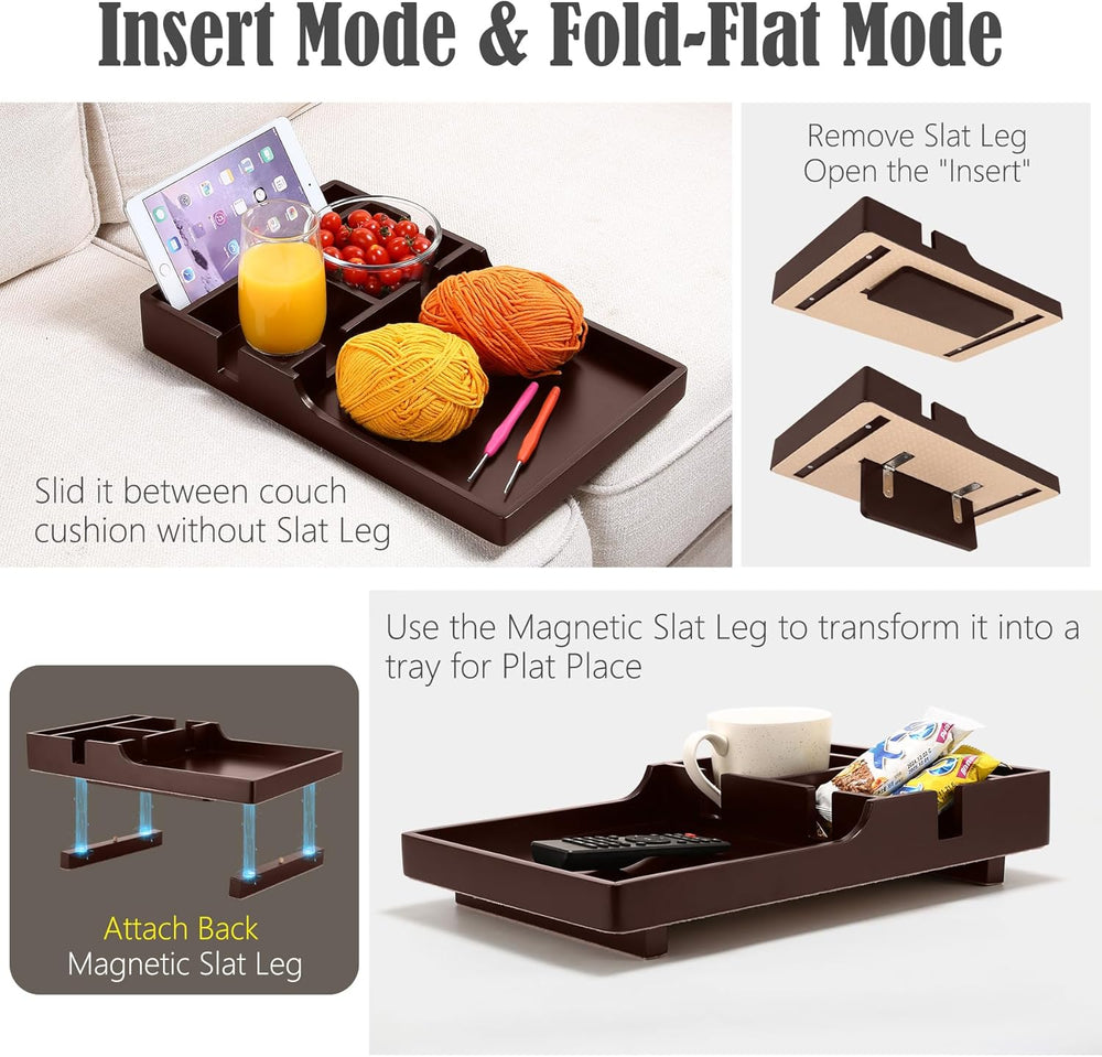 Nnewvante Couch Insert Tray, 2-in-1 Insert & Flat Sofa Organizer Bamboo w...