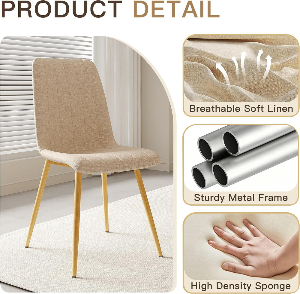 High Back Upholstered Dining Chairs Set of 4, Beige