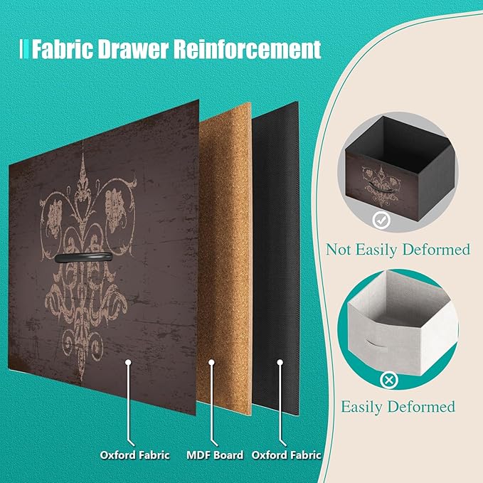 Dresser for Bedroom with 9 Drawers & 2 Open Shelves, Fabric Storage Dress...