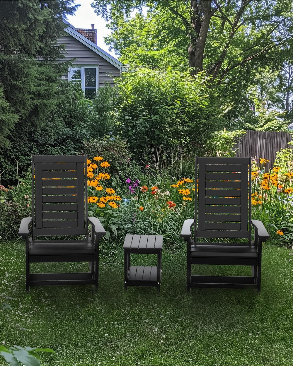 IVY&LANE Outdoor Rocking Chairs Set of 2 | Porch-Rockers | Grey | HDPE Pl...