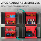 Metal Storage Cabinet with Drawer and Lock,Garage Storage Cabinet with Locking Doors and Shelves,71" Black Red Metal Cabinets,Lockable Steel Tool Cabinets for Garage,Home,Office,Shop