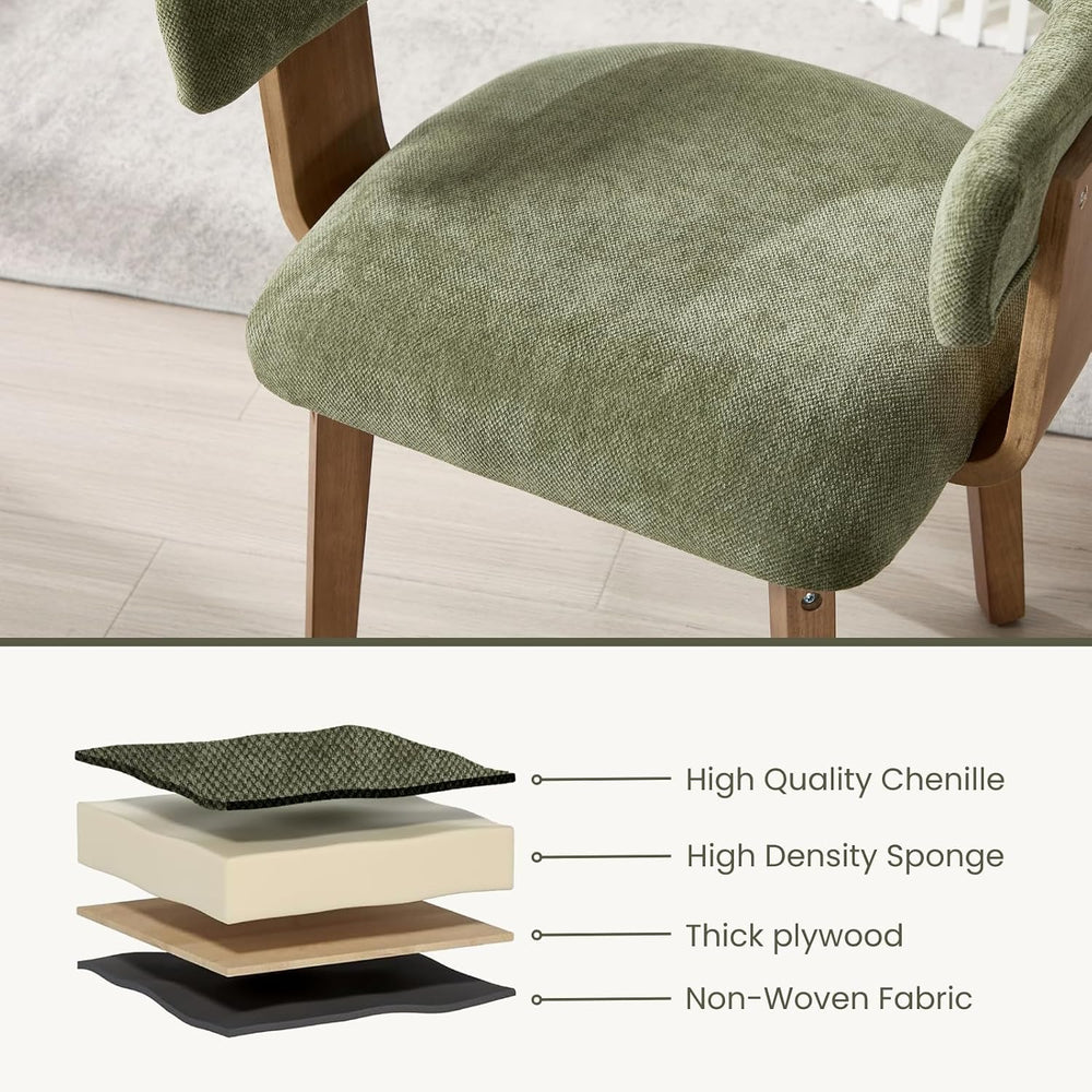 ROCITY Green Dining Chairs Set of 6 Upholstered Dining Room Chairs, Mid Centu...