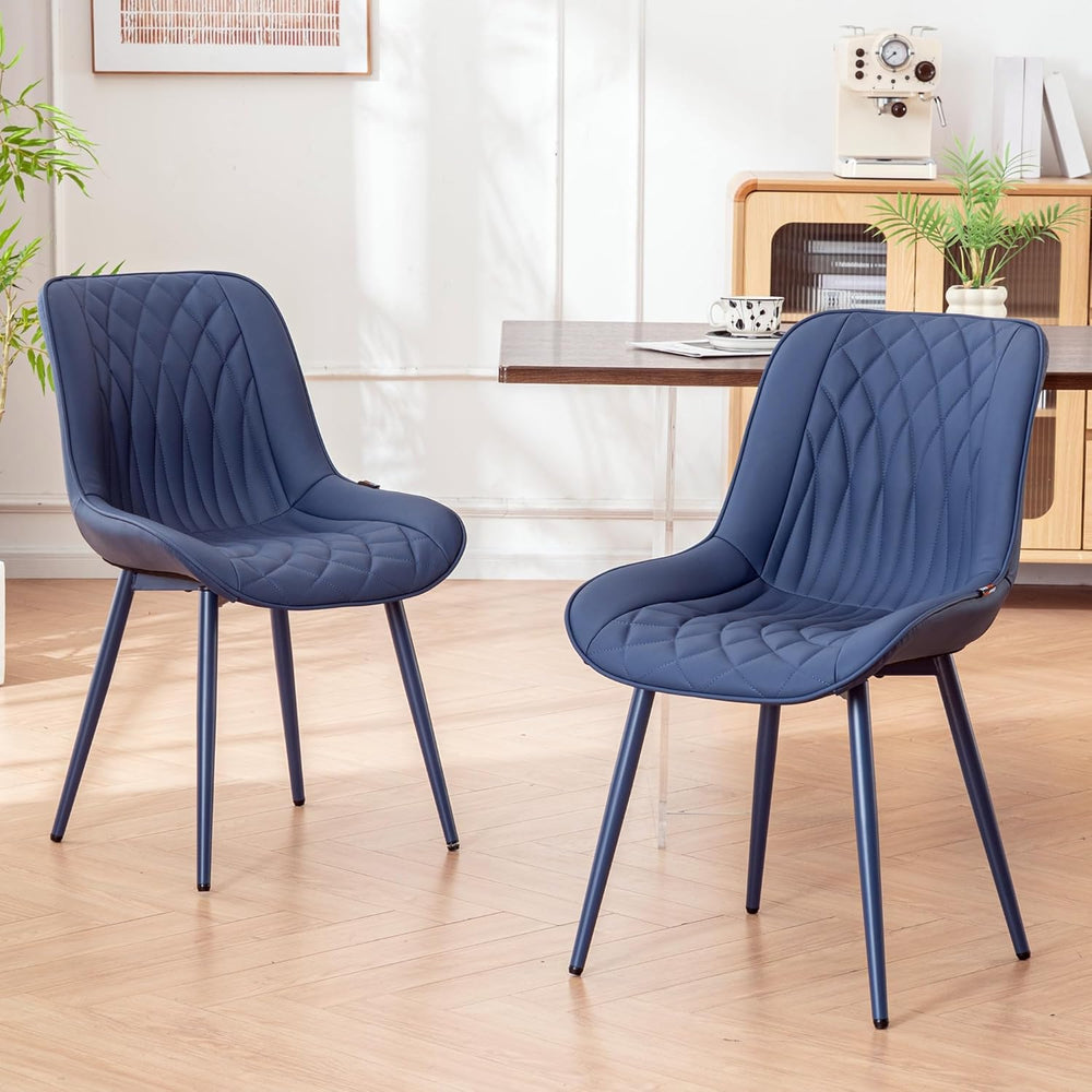 YOUNIKE Faux Leather Dining Chairs Set of 2 Mid-Century Modern High Padded Ba...