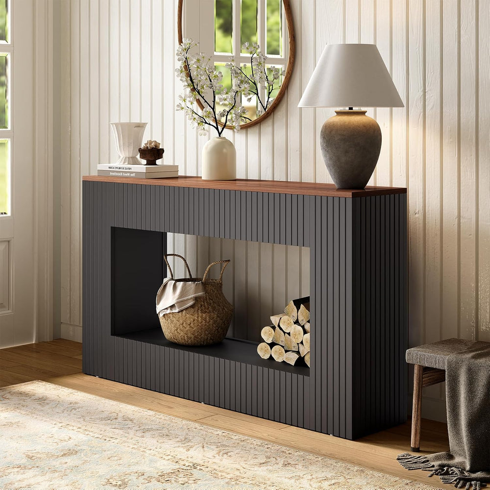 LITTLE TREE Black Console Table for Entryway, 55 Inch Long Narrow Farmhouse S...