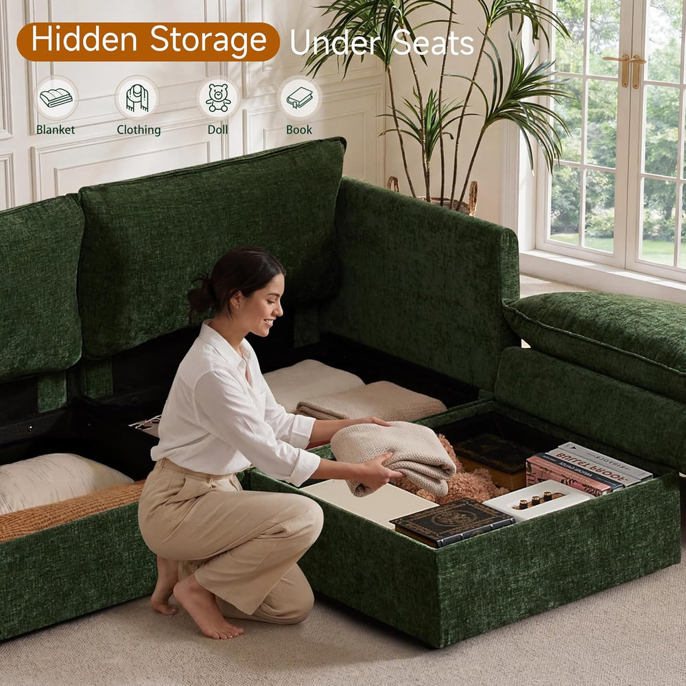 Myroyalsit Modular Sofa with Storage, 135" Sleeper Sofa Bed Sectional Cl...