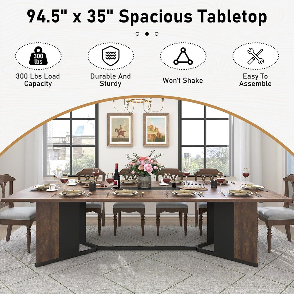 Hlivelood 94Inch Large Dining Table for 8 10 People,Wooden Rectangular Kitche...