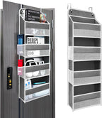 Kitchen Organizers and Storage with 4 Side Mesh Pockets, 44lb Weight Capacity Hanging Behind The Door Storage Suitable for Storing Toys, Shoes, Towels, Dark Grey, 4 Shelf