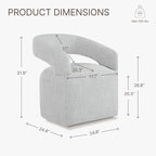 Upholstered Dining Chairs with Casters, Modern Barrel Side Armchair with Rollers for Dining Room, Bedroom, Kitchen, Reading Room, Light Gary, Set of 4