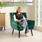 NicBex Modern Accent Chair for Living Room Upholstered Foam Filled Living Room Chairs with Metal Legs Velvet Cozy Lounge Armchair for Living Room Bedroom,Retro Green