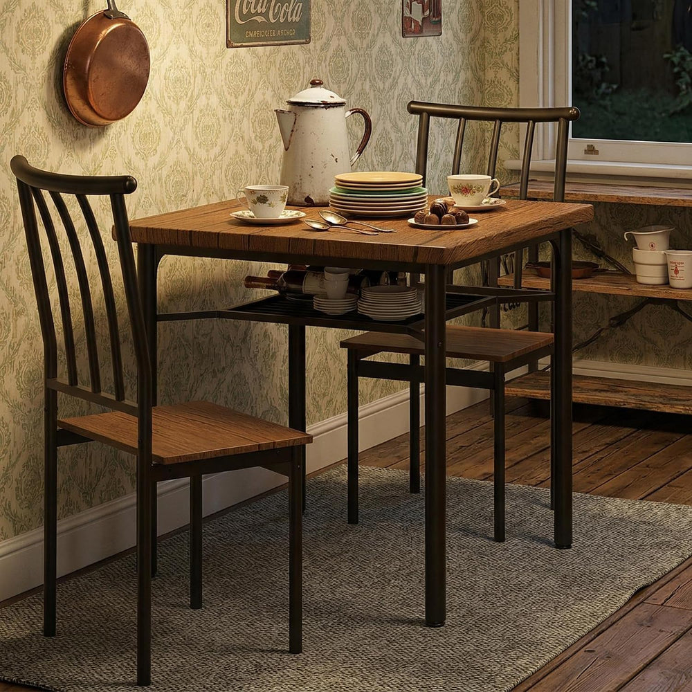 IDEALHOUSE 3-Piece Kitchen Dining Room Table Set with Wine Rack, Dining Table...