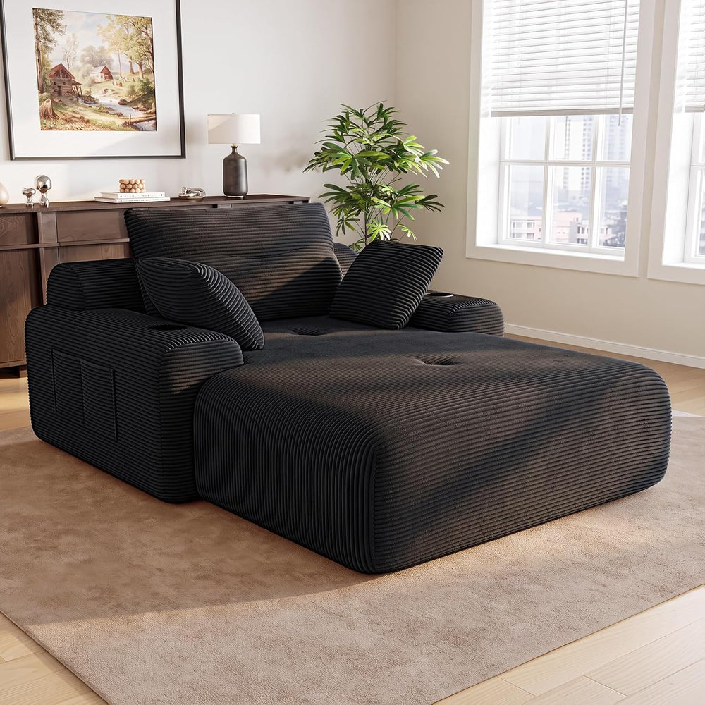 69” Oversized Chaise Lounge Chair Indoor, Soft Floor Chaise Lounge Reading Ch...