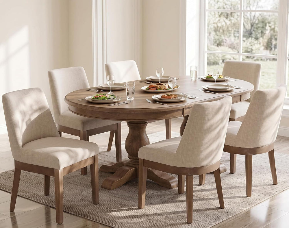 RIVOVA Upholstered Dining Chairs Set of 6, Modern Wooden Dining Room Chair wi...