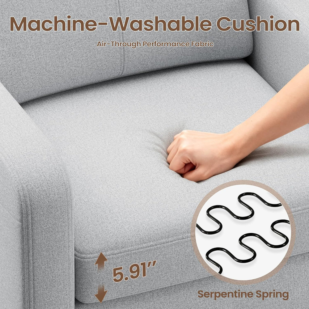 Upholstered Accent Chair with Foldable Side Table for Living Room | 2 Side Po...