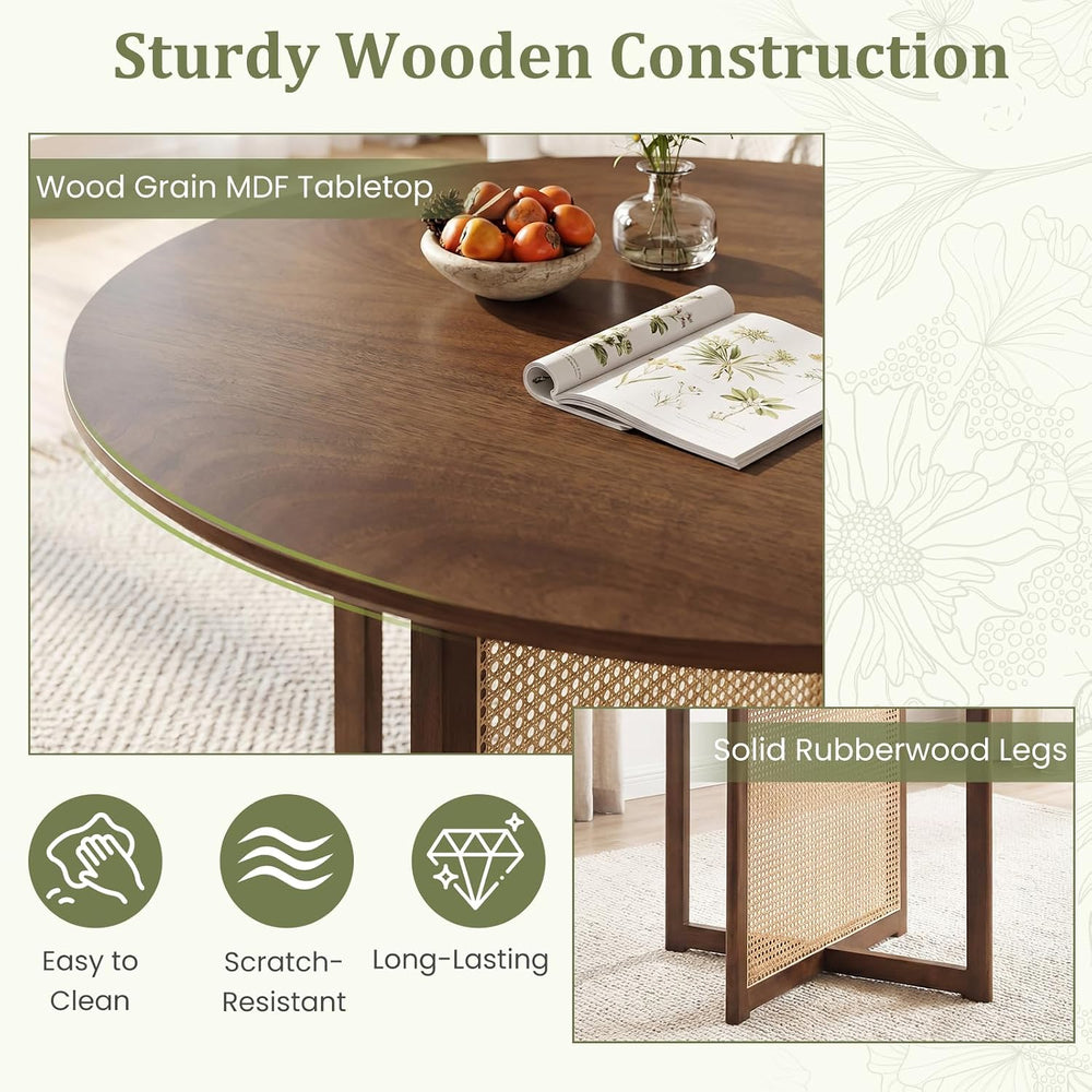 Giantex 37.5" Round Dining Table for 2-4, Farmhouse Kitchen Table with S...