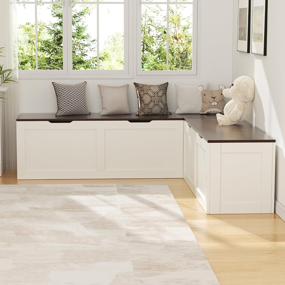 L Shaped Bench with Storage, 63" Breakfast Nook Benches, Kitchen Corner ...