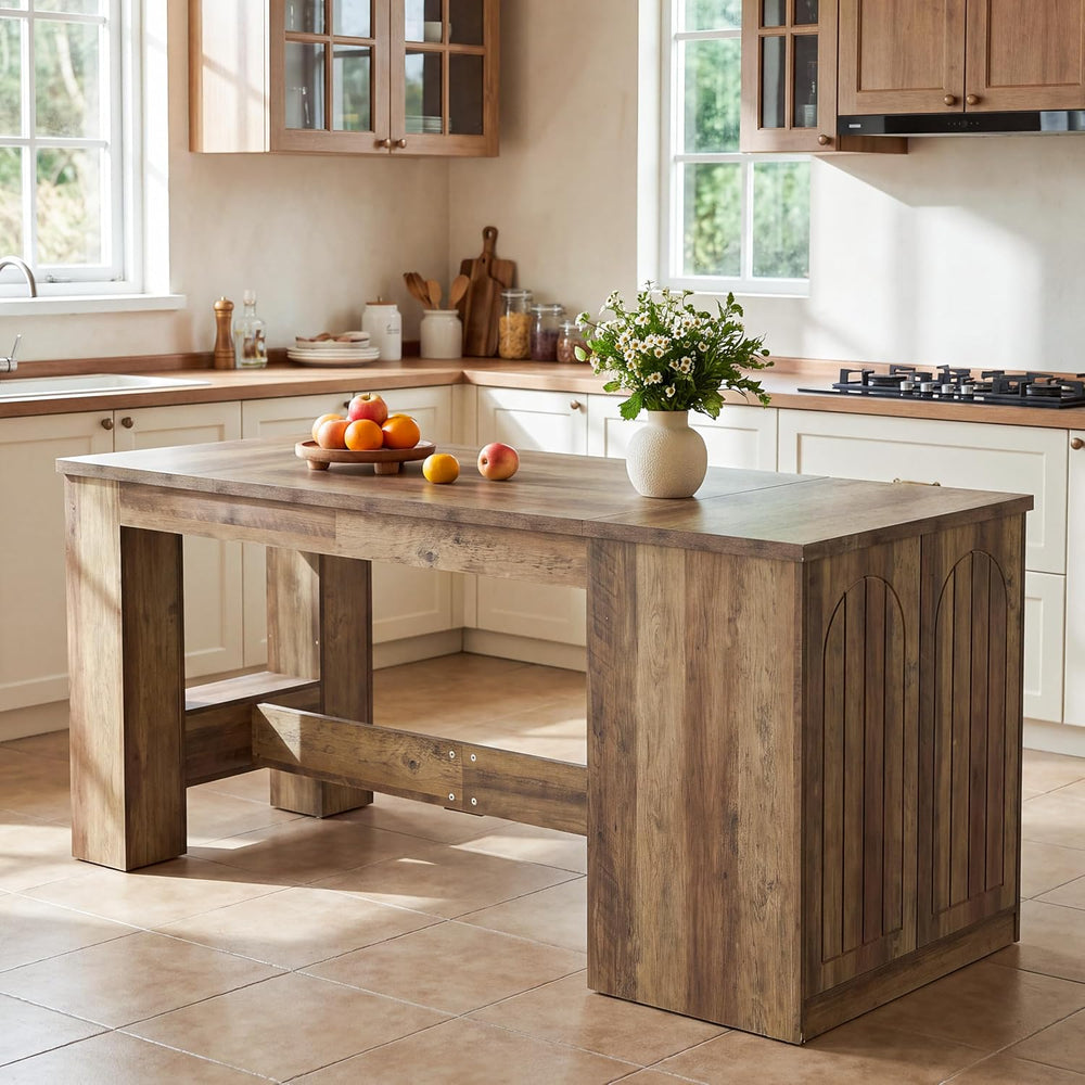 Tribesigns 78.7" Kitchen Island with 3-Tier Storage, Rustic Brown | Farm...