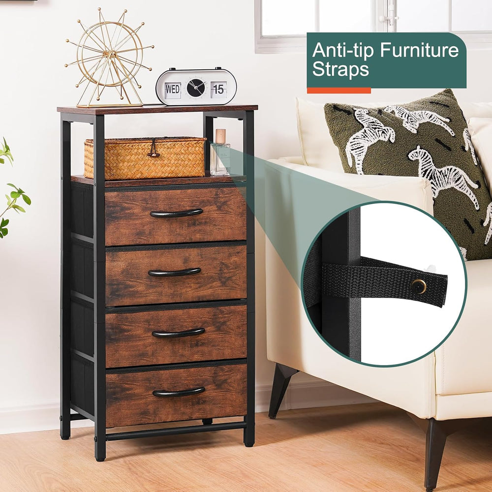Yoobure Night Stand - LED Rustic Nightstand with Charging Station for Dorm | ...
