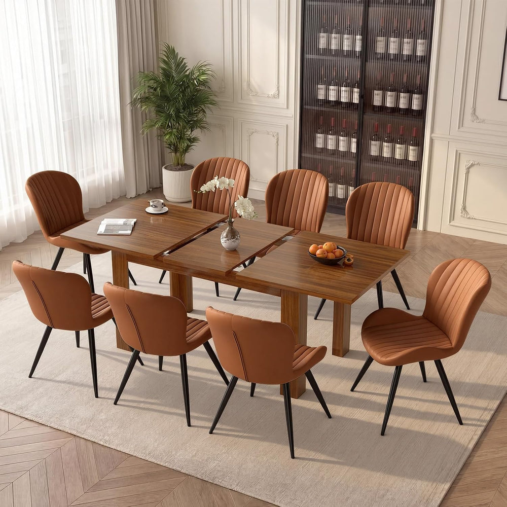 Miereirl 9-Piece Farmhouse Extendable Dining Table Set with 8 Chairs, Adjusta...