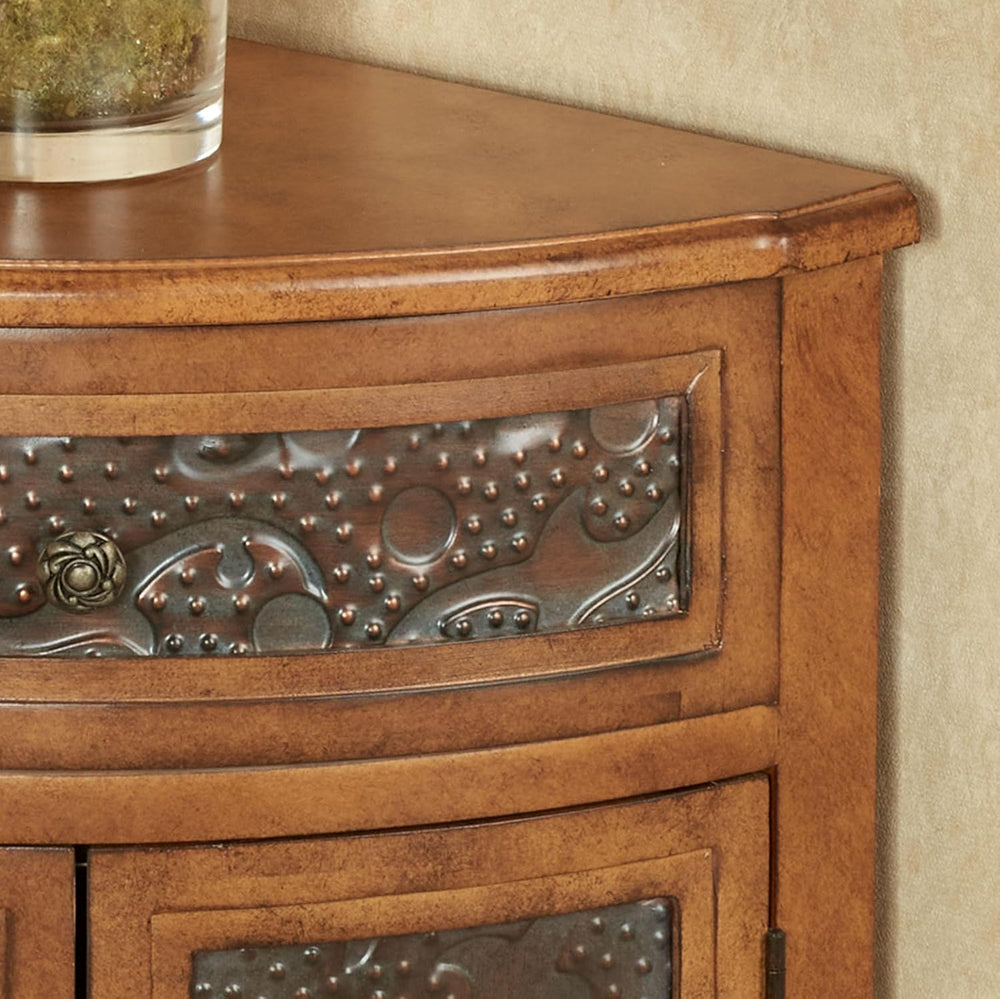 Touch of Class Lonzbard Corner Accent Storage Cabinet, Pecan Finish