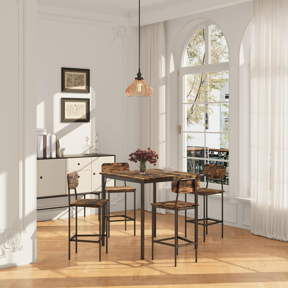 Kitchen Table and Chairs of 4, 5 Piece Dining Table Set, Sturdy Industrial Sp...