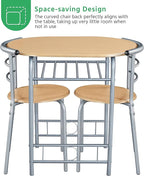 Yaheetech 3 Piece Dining Table Set, Kitchen Table & Chair Sets for 2, Compact Bistro Table Set with Steel Legs, Built-in Wine Rack for Small Space, Apartment, Breakfast Nook, Natural