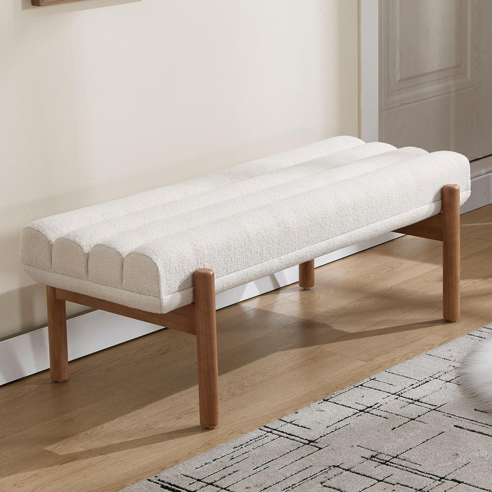 BESTANO Modern Upholstered Bedroom Bench End of Bed, Comfy Modern Entryway Be...
