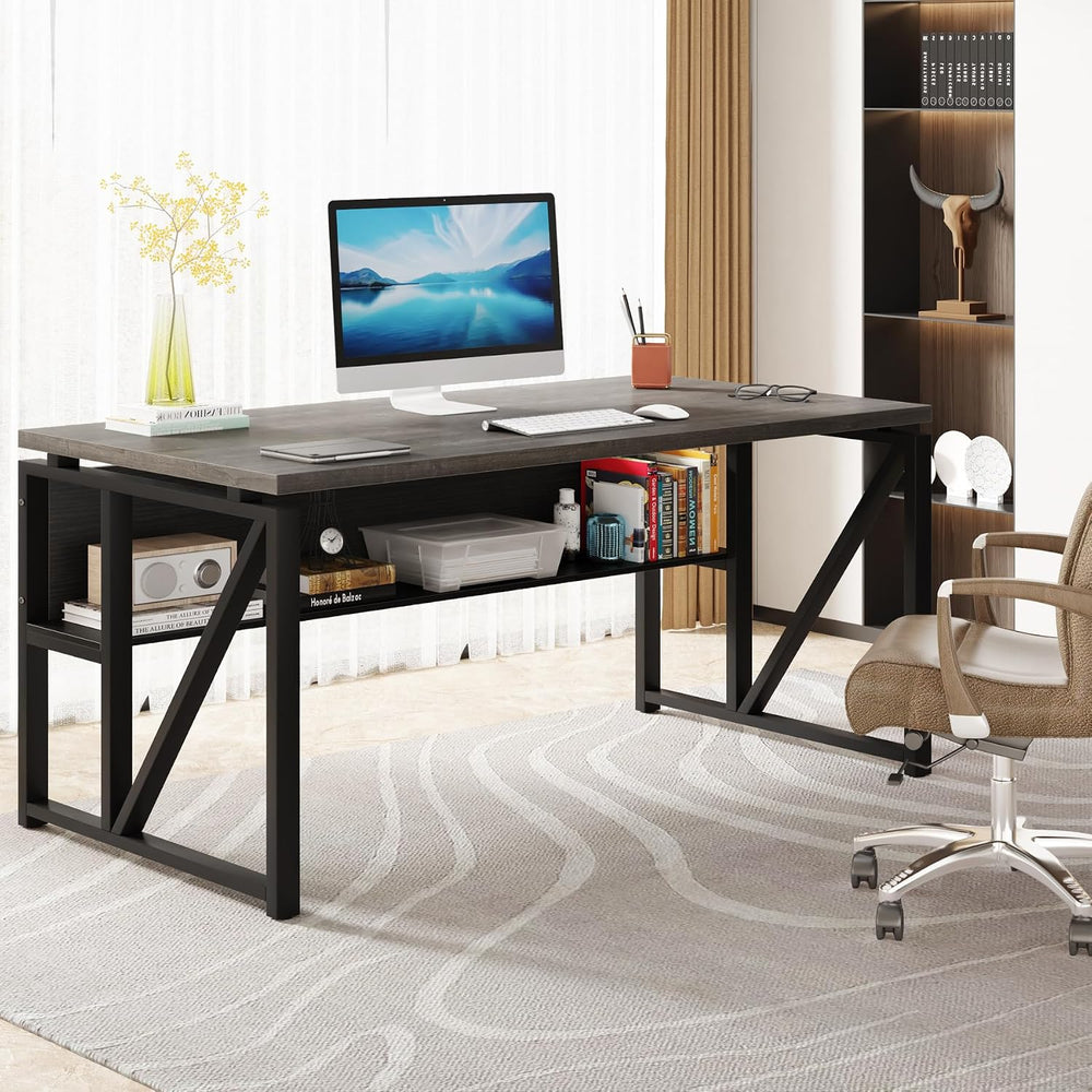 Tribesigns 55 inches Computer Desk with Bottom Storage Shelf Home Office Desk...