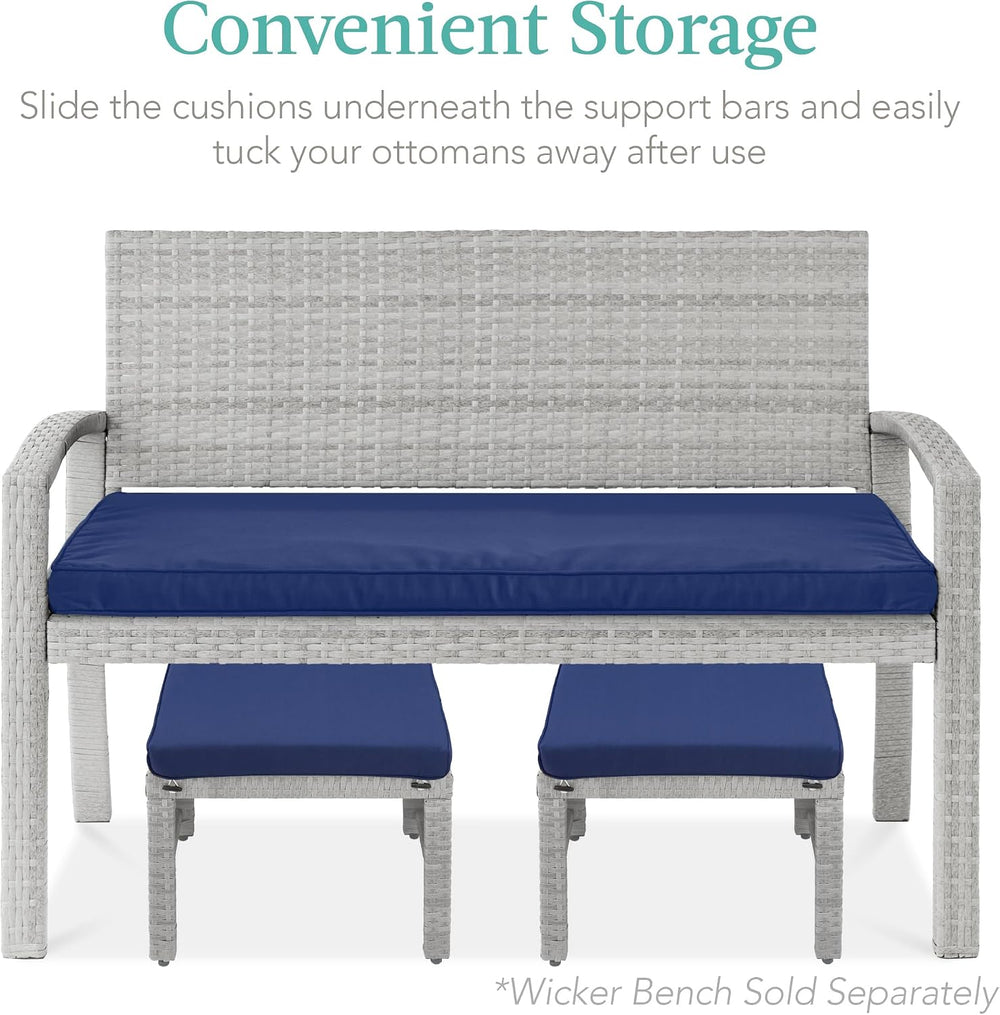 Best Choice Products Set of 2 Wicker Ottomans, Multipurpose Outdoor Furniture...