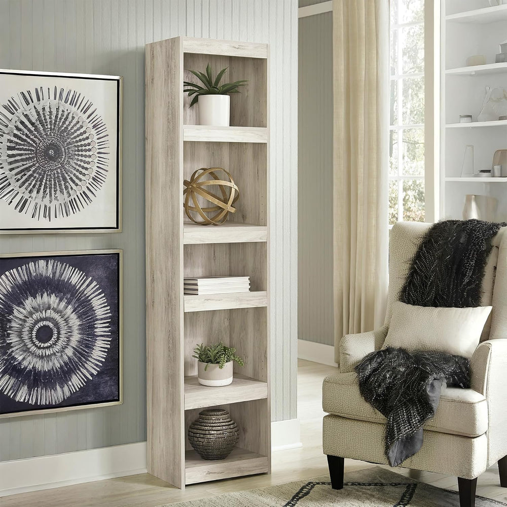 Signature Design by Ashley Bellaby Tall White Bookcase Pier, Whitewash