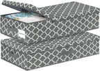 punemi Under Bed Storage Containers Bins With Lids, 6 Inches Tall Flat Underbed Clothes Storage W/Sturdy Sidewalls & Bottom, Low Profile Under Dorm Bed Storage Drawers With 3 Handles (Lantern Pattern)