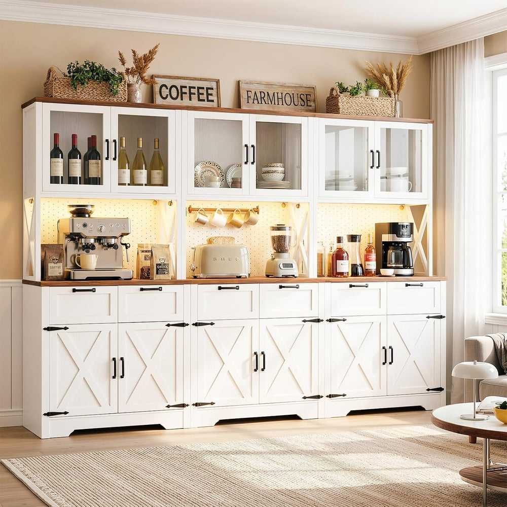 Unikito 94.5" Wide Kitchen Pantry Cabinet with 3 Power Outlets & LED...
