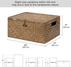 StorageWorks Wicker Storage Basket with Lid, Large Basket with Lid, Brown | Woven Baskets with Lids for Shelves, Wicker Storage Baskets with Lids, Decorative Box, Lidded Baskets for Organizing, 1 Pack