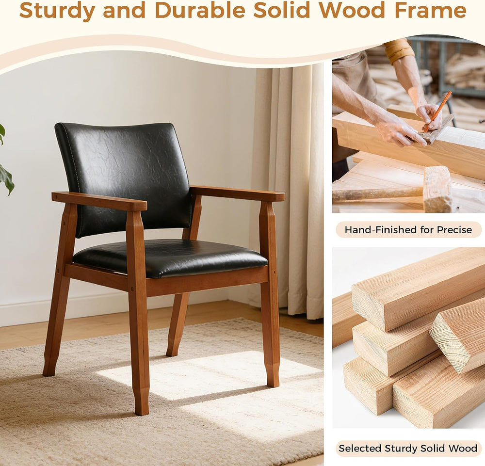 NOBPEINT Mid-Century Modern Dining Chairs with Armrest Set of 1, PU Leather U...