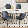 Dining Chairs Set of 4 Modern Fabric Dining Room Chairs Upholstered Dining Chairs with Thick Cushions Metal Legs Armless Back Chair for Kitchen and Living Room Charcoal Gray