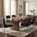 CIMOTA Black Modern Dining Chairs Set of 6, Upholstered Dining Room Chairs Armless Guest Side Chair with Chrome Base for Dining Room/Kitchen, Charcoal Black, 6PCS