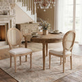 SoarFlash French Dining Chairs Set of 2, Vantage Dining Chair with Round Back, Wood Leg Farmhouse Country Rattan Dining Chair for Kitchen,Bedroom,Beige