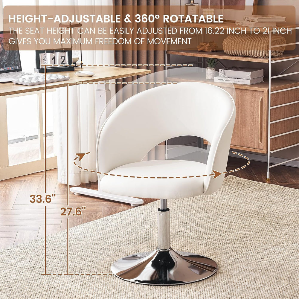 Furniliving Makeup Vanity Chair, Flexible Round-Back Accent Chair with Plated...