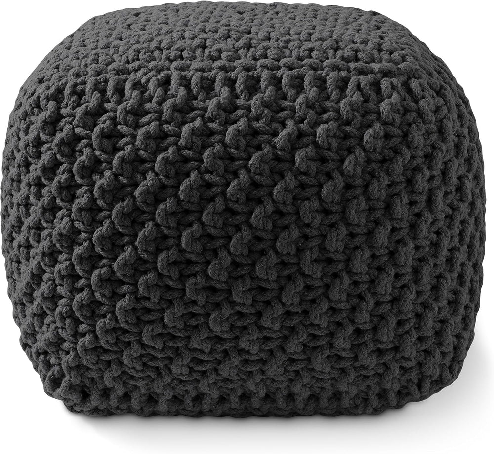 Casafield Square Pouf Ottoman, Black - 18.5" W x 18.5" D x 14.5&quo...