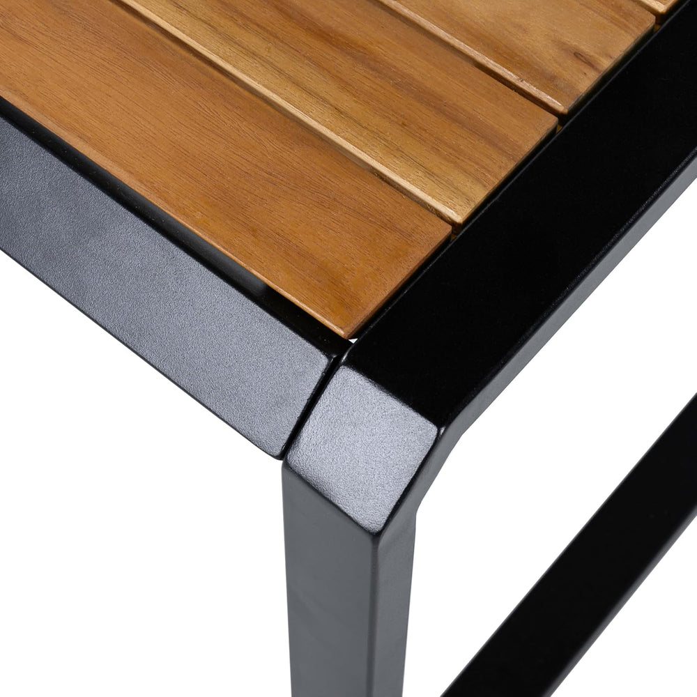 Outdoor Side Table with Teak Wood Top, Metal Frame Patio Accent Table, 120 lb...