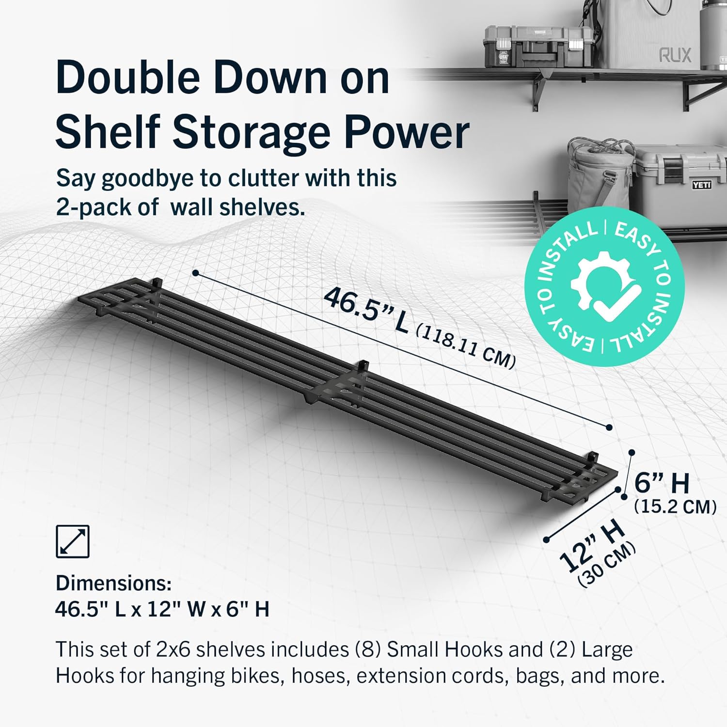 StoreYourBoard Heavy Duty Garage Shelf Wall Mount 1ft x 6ft – Wall-Mounted Shelving for Storage & Organization – Heavy Duty Garage Shelves for Tools, Bins, & Equipment – Holds 500 lbs - Black
