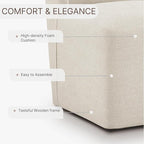 Upholstered Dining Chair with Casters Wingback Modern Side Armless Deskchair with Rollers for Diningroom Bedroom Livingroom Reading Room,Cream Beige,1 Box