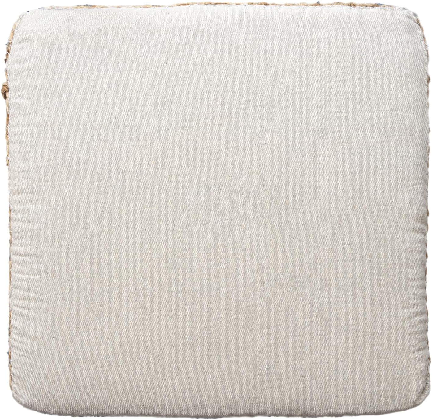 LR Home Indoor Ottoman Pouf for Home décor | Farmhouse Striped Pouffe for Living Room, Bedroom, Lounge, Nursery, Kidsroom | 18" x 18" x 18", Denim/Beige