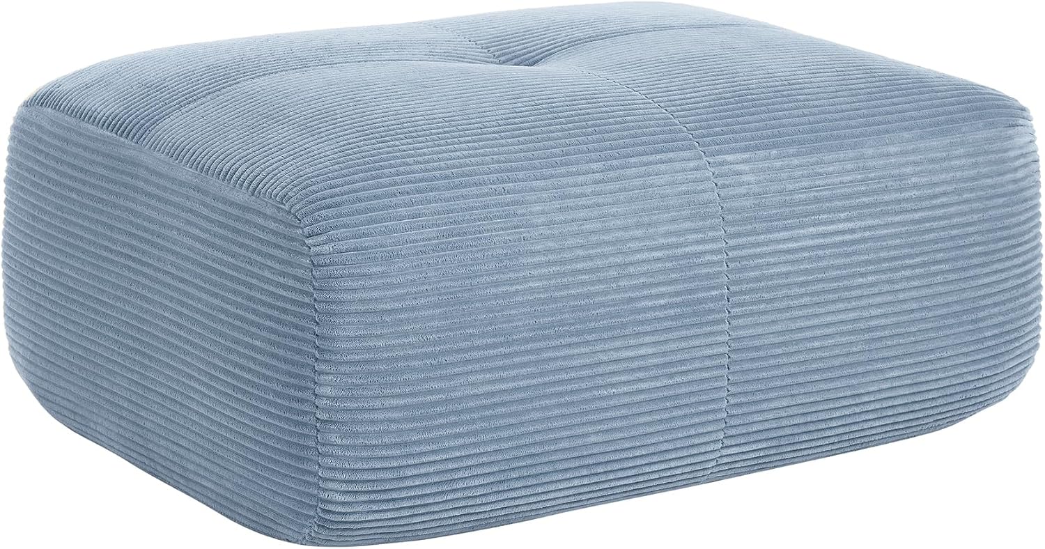 SoarFlash Corduroy Sectional Sofa Ottoman,Blue
