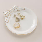 Ceramic Ring Dish with Bow,Engagement Wedding Gifts for Women-Decorative Jewelry Tray for Rings,Earrings,Trinket Tray Plate,Key Bowl-Birthday Basket Gift Idea for Women