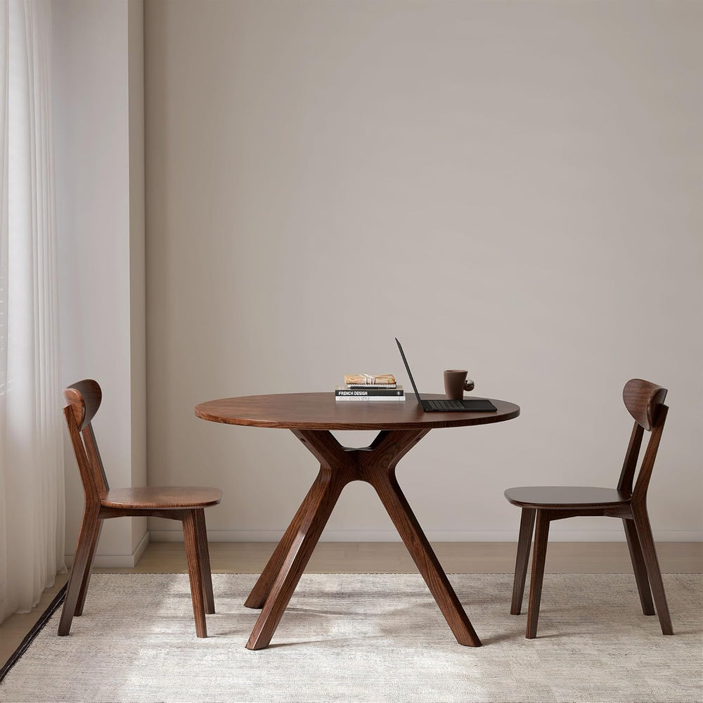 YESWOOD 43.3’’ Round Dining Table for 4, Solid Wood Oak Kitchen Table with In...