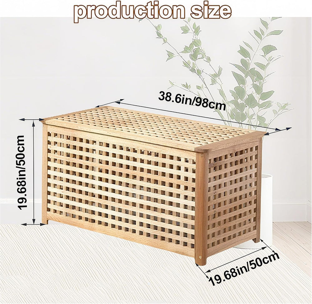 Solid Wood Entryway Bench with Storage, storage chest with Removable Bag | La...