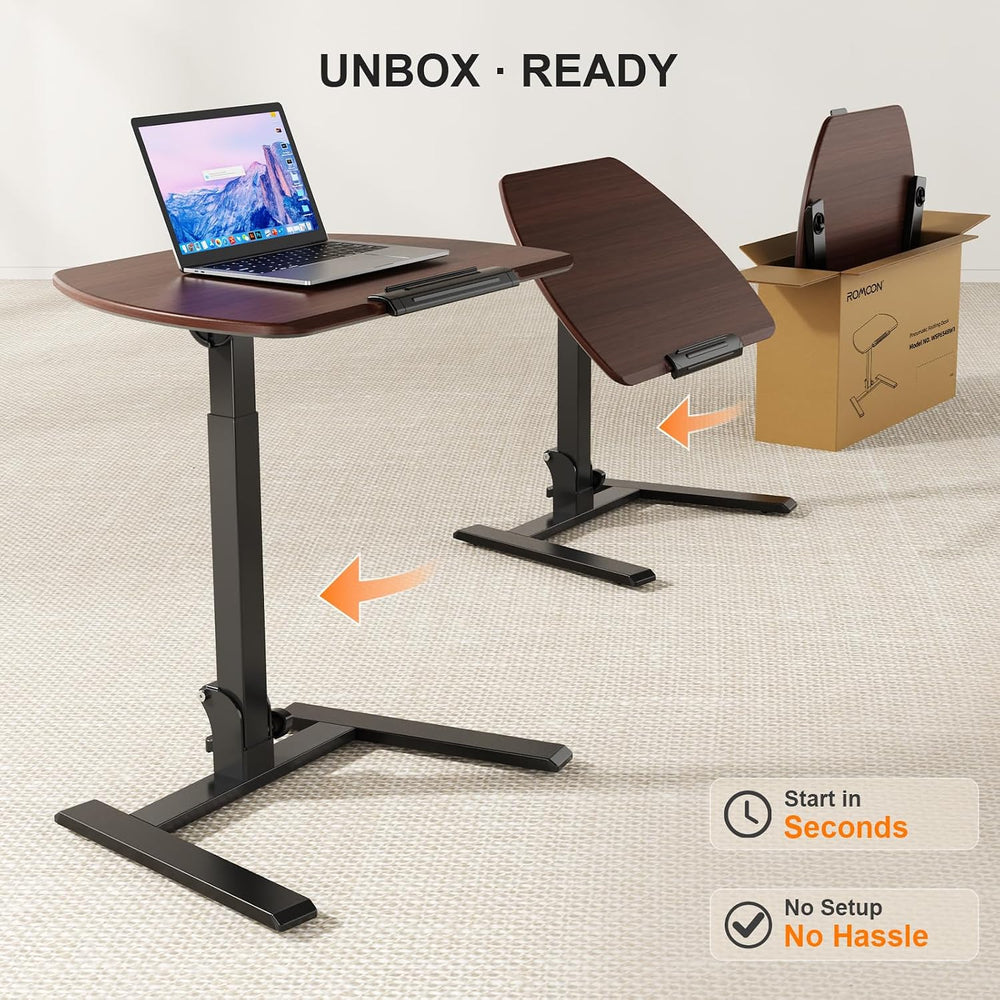 Folding Standing Desk with Wheels: No-Assembly, Height Adjustable